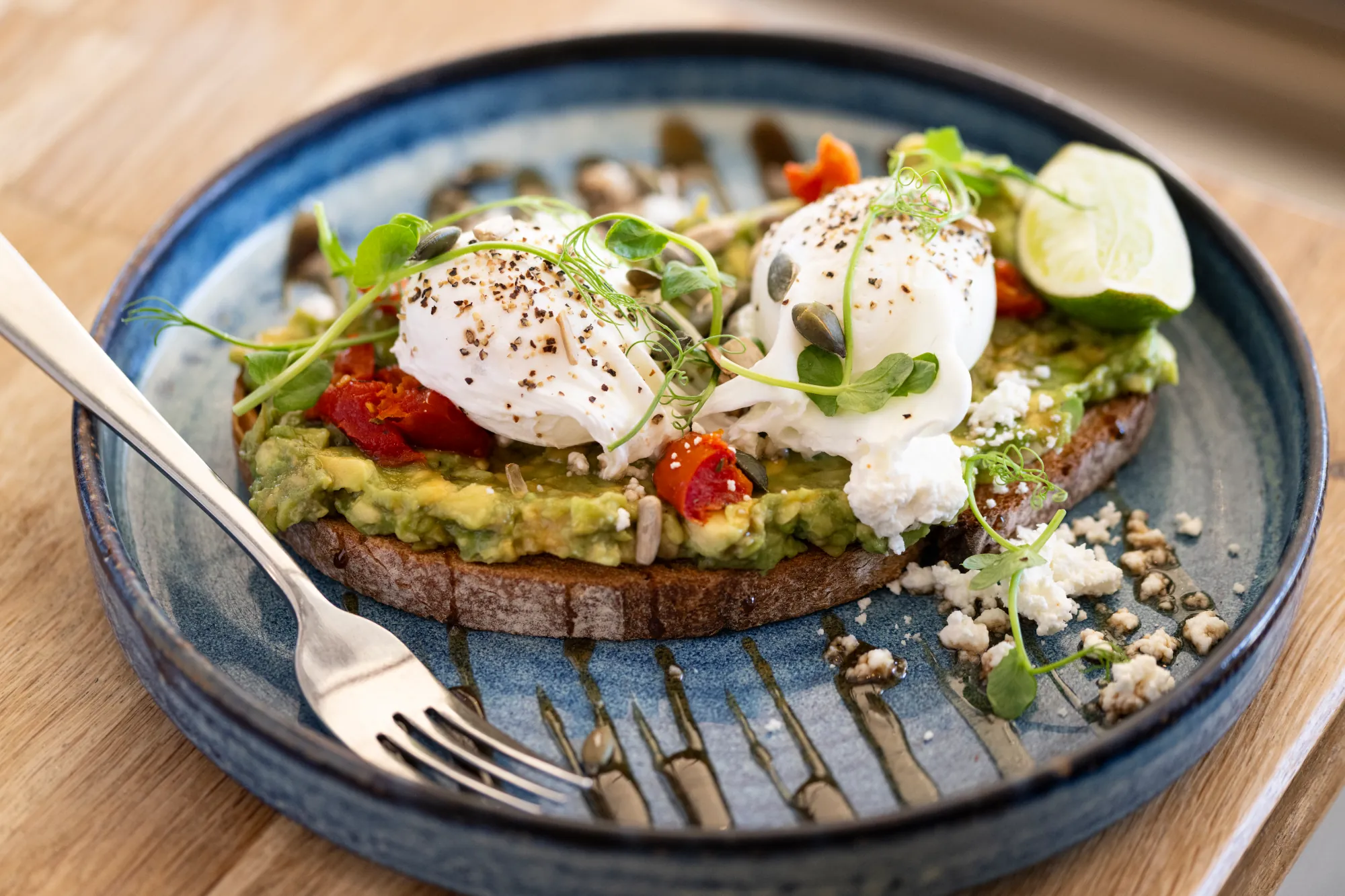 Avocado toast at Moksha Caffè