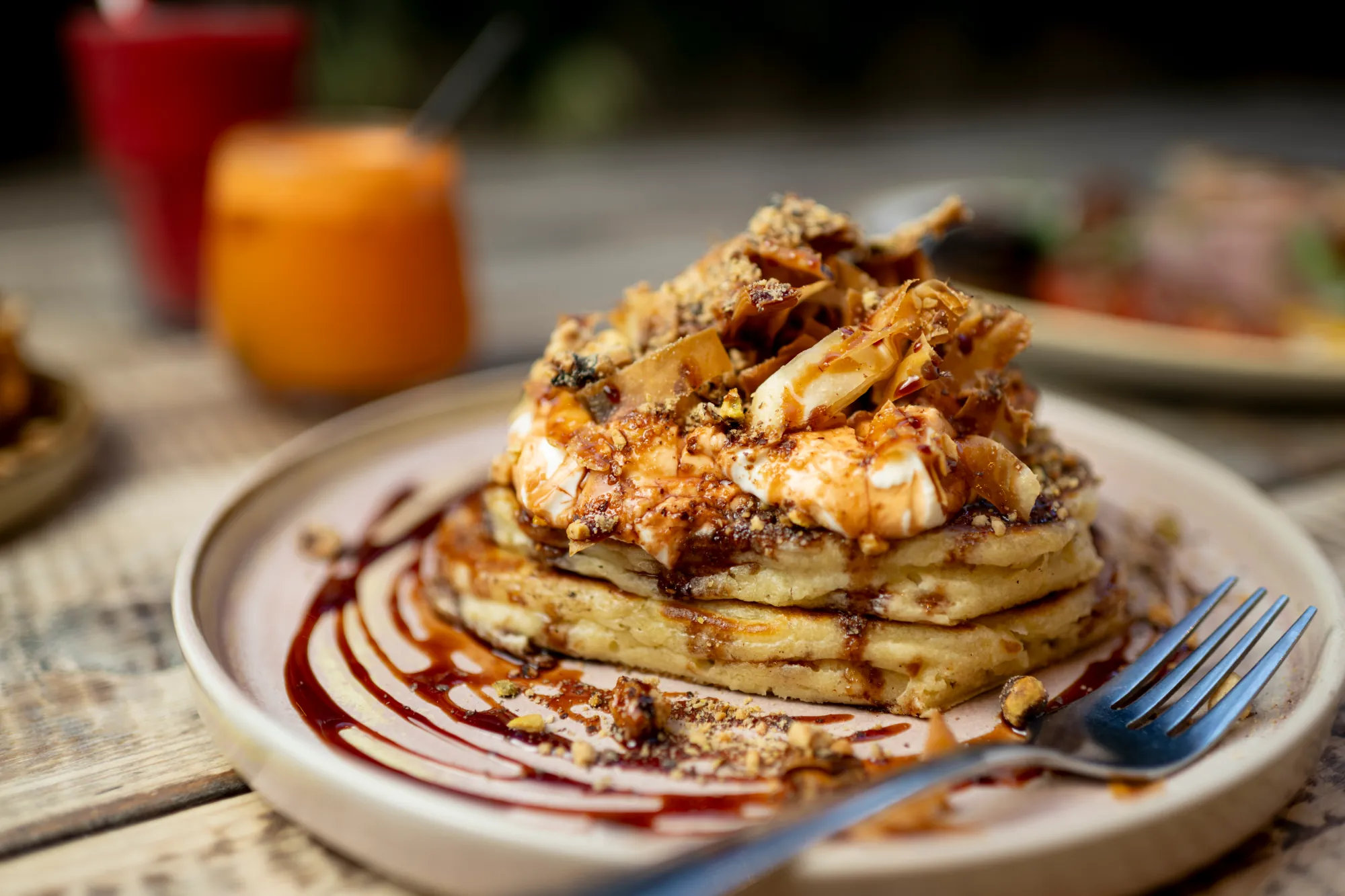 Baklava pancakes at Moksha Caffè