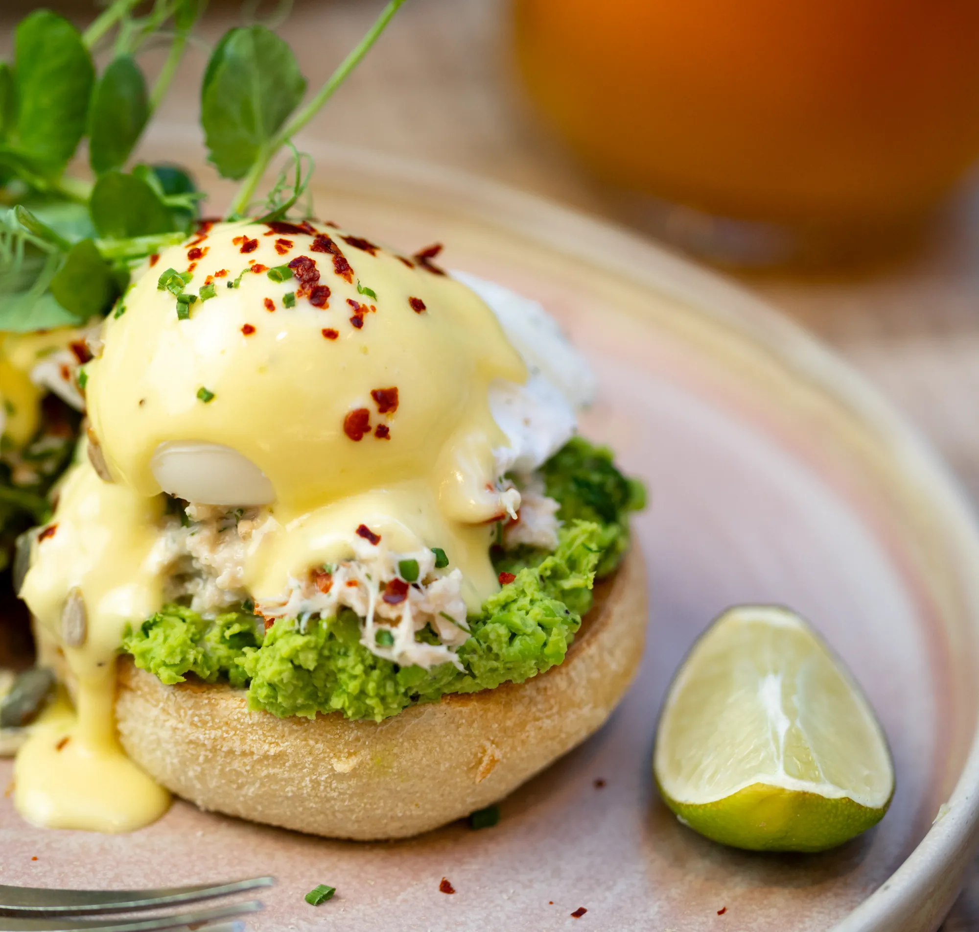 Crab Benedict at Moksha Caffè